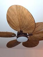 Blad Ventilator met Lamp, Ophalen, Zo goed als nieuw, Metaal, Tropisch