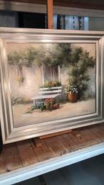 Olieverfschilderij van Peter Motz . Het bankje. Topstaat., Antiek en Kunst, Kunst | Schilderijen | Klassiek, Ophalen of Verzenden