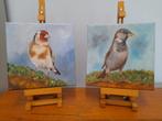 Partij 7 - schilderij mus en puttertje - eigen werk- vogels, Ophalen of Verzenden