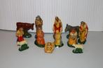 Vintage antieke kerstgroep nativity gips oud 12-delig kerst, Gebruikt, Ophalen of Verzenden