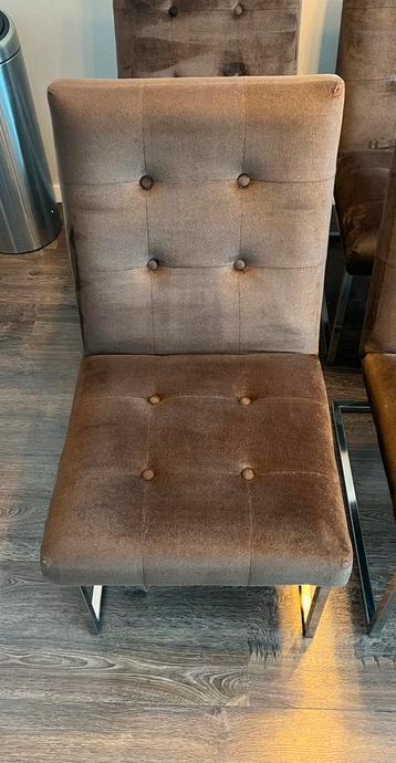 Richmond Eetkamerstoelen - 6 stuks, Velours Bruin beschikbaar voor biedingen