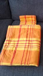 dekbedovertrek geruit met geel oranje rood 140x220 cm, Ophalen of Verzenden, Eenpersoons, Rood, Dekbedovertrek