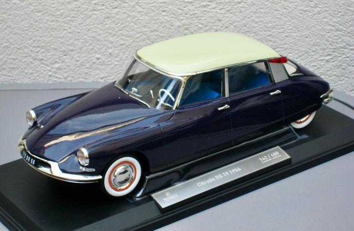 Citroen DS 19 1956 Aubergine met Champagne dak Norev 1:18, Hobby en Vrije tijd, Modelauto's | 1:18, Nieuw, Auto, Norev, Ophalen of Verzenden