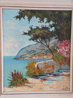 Vintage Schilderij Mediterraan kust jaren 60/70 gesigneerd, Verzenden