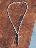Zilveren massieve ketting met kruis, Ophalen of Verzenden, Zo goed als nieuw, Zilver, Zilver