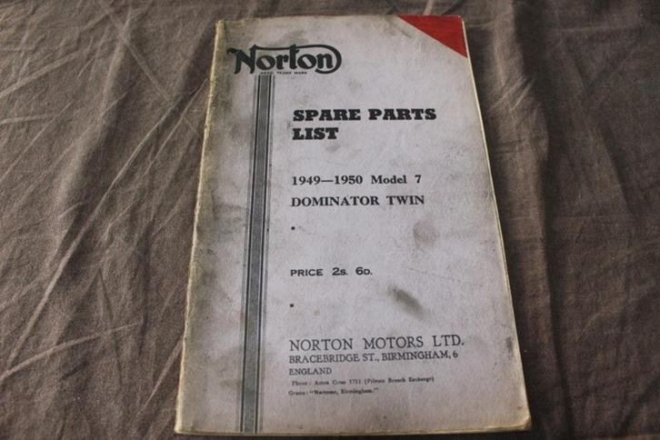 Norton 1949-50 model 7 Dominator motorcycle spare parts list, Motoren, Handleidingen en Instructieboekjes, Overige merken, Ophalen of Verzenden