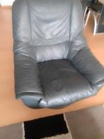 Zwarte lederen draaistoel, Huis en Inrichting, Ophalen, Relax, Zo goed als nieuw, 75 tot 100 cm