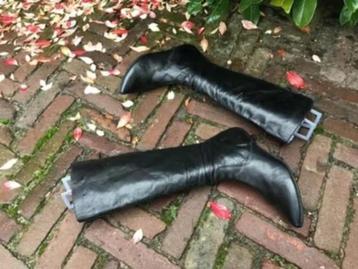 GRATIS VERZENDEN LUXE ZWARTE LEREN VINTAGE LAARZEN MT 36 beschikbaar voor biedingen