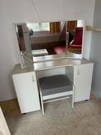 Retro Make-up Tafel met Spiegel & Kruk, Huis en Inrichting, Tafels | Kaptafels, Ophalen, Gebruikt, Hout, 100 tot 150 cm