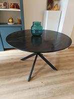 Eettafel design Goossens marmer natuursteen zwart 120cm, Huis en Inrichting, Tafels | Eettafels, Ophalen, Rond, Zo goed als nieuw