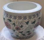 Grote Chinese pot, bloempot of vissenkom met floraal decor, Tuin en Terras, Gebruikt, Rond, Binnen, Minder dan 40 cm