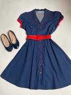 Retro polkadot jurk & ballerina’s complete set, Maat 38/40 (M), Blauw, Nieuw, Ophalen of Verzenden