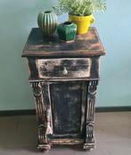 Brocante landelijk halkastje nachtkastje vintage zwart, Antiek en Kunst, Antiek | Meubels | Kasten, Ophalen