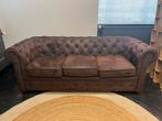 Chesterfield Bankje - bruin getufte suedine zetel, Ophalen, Overige materialen, 150 tot 200 cm, Driepersoons