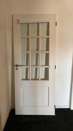 Mooie houten deur goede kwaliteit. Geslepen glas., 80 tot 100 cm, Binnendeur, Ophalen of Verzenden, 200 tot 215 cm