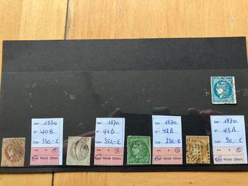 Frankrijk 1870 Bordeaux uitgifte Yv 40,41,42,43,46 gebruikt beschikbaar voor biedingen
