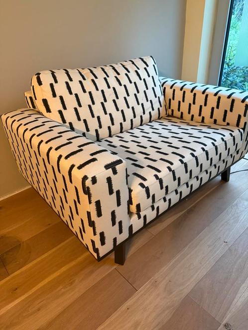 Loveseat Beige met Print - Zo Goed Als Nieuw, Huis en Inrichting, Fauteuils, Zo goed als nieuw, Stof, 100 tot 125 cm, 75 tot 100 cm