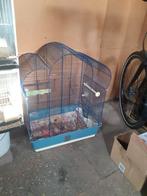 Flinke vogelkooi met zwart ,rood agaat mozaiek kanarie man, Ophalen, Metaal, Vogelkooi