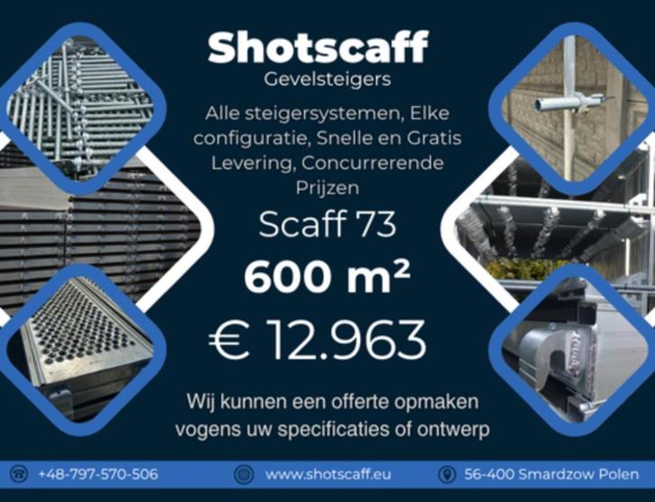 Stalen Steiger | 600 m² | Shnelle Levering, Doe-het-zelf en Verbouw, Steigers, Nieuw, Gevelsteiger, 5 meter of hoger, Ophalen