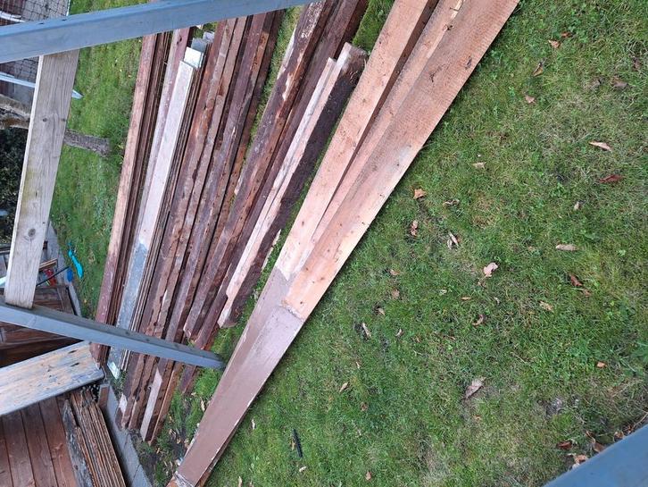 Oude balken en vloerplanken., Doe-het-zelf en Verbouw, Hout en Planken, Gebruikt, Balk, Vuren, 300 cm of meer, 50 mm of meer, Ophalen