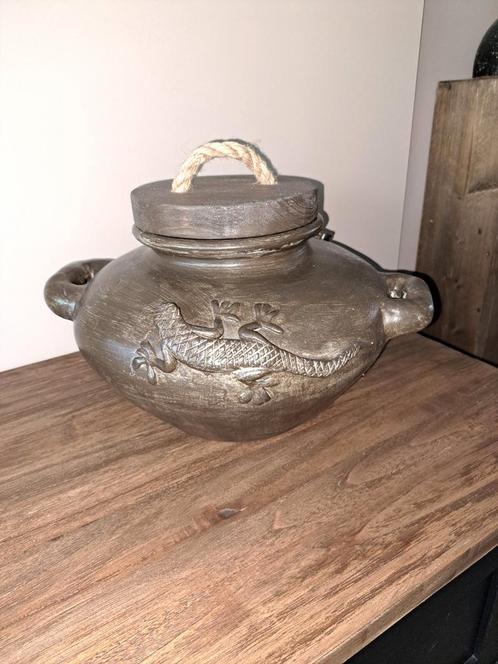 Grote aardewerk pot met salamanders / hagedissen, Antiek en Kunst, Antiek | Keramiek en Aardewerk, Ophalen of Verzenden