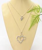 Prachtige mooie rozé zilver gekleurde halsketting., Overige materialen, Met strass, Nieuw, Ophalen of Verzenden