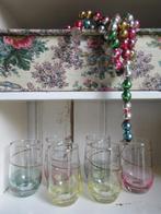 ~ 6 oude Franse gekleurde glaasjes, bricbracbrocante ~, Antiek en Kunst, Antiek | Glas en Kristal, Ophalen of Verzenden
