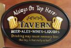 Tavern Always on tap here bier houten pubbord reclamebord, Info@deconoord.nl, Deco Noord, Nieuw, Ophalen of Verzenden