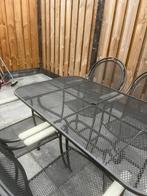 Zwarte Tuintafel met 4 Stoelen, Gebruikt, Eettafel, Ophalen of Verzenden, Tuinset