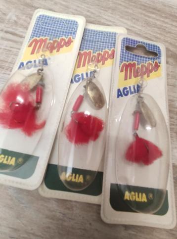 Setje 3 vintage Mepps Aglia spinnertjes maatje 1 (kunstaas) beschikbaar voor biedingen