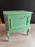 Charmant vintage nachtkastje/kastje - turquoise/groen, Ophalen, Gebruikt, 55 tot 70 cm, 45 tot 65 cm