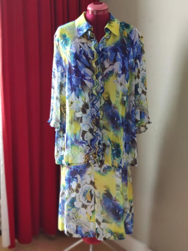 Kleurrijke blouse met rok. Merk Sommermann, Kleding | Dames, Grote Maten, Zo goed als nieuw, Jurk, Overige kleuren, Ophalen of Verzenden