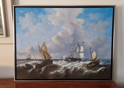 Hollands maritiem gezicht - olie op doek, Antiek en Kunst, Kunst | Schilderijen | Klassiek, Ophalen