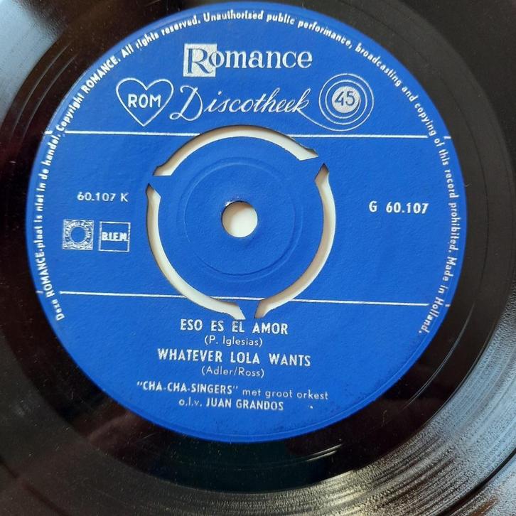 Vinyl Single Juan Grandos Eso El Amor, Whatever Lola wants, Cd's en Dvd's, Vinyl | Wereldmuziek, Zo goed als nieuw, Latijns-Amerikaans