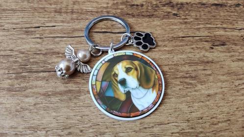 Sleutelhanger Beagle groot rond met lucky angel, Verzamelen, Sleutelhangers, Nieuw, Dier of Natuur, Verzenden