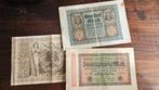 Oude Duitse Bankbiljetten Set - 100, 1000, 20000 Mark, Ophalen, Euro's, Setje