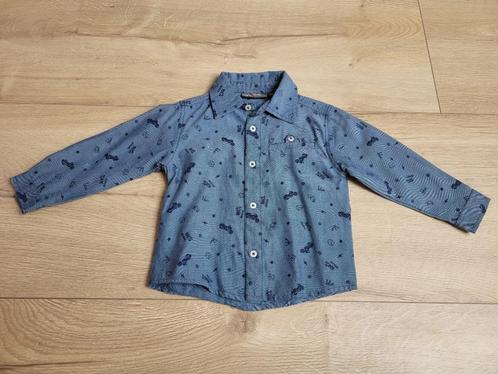KNOT SO BAD blauw overhemd met print maat 86 ~ TH3014, Kinderen en Baby's, Babykleding | Maat 86, Zo goed als nieuw, Jongetje