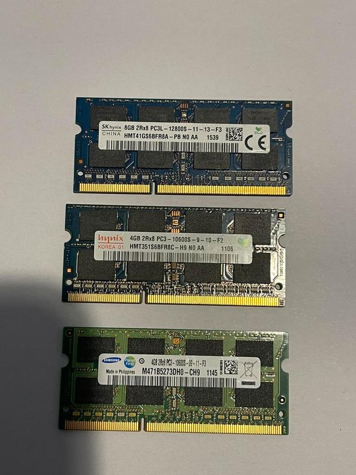 16GB DDR3 laptopgeheugen (8GB + 2x4GB), Computers en Software, RAM geheugen, Zo goed als nieuw, Laptop, 16 GB, DDR3, Ophalen of Verzenden
