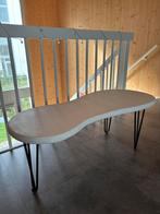 Witte Japandi salontafel met zwarte poten – 120 cm breed, Huis en Inrichting, Tafels | Salontafels, Ophalen, 100 tot 150 cm, Zo goed als nieuw