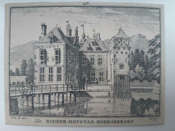 238 / Moersbergen in Doorn Kopergravure 18e Eeuw, Antiek en Kunst, Kunst | Etsen en Gravures, Ophalen of Verzenden