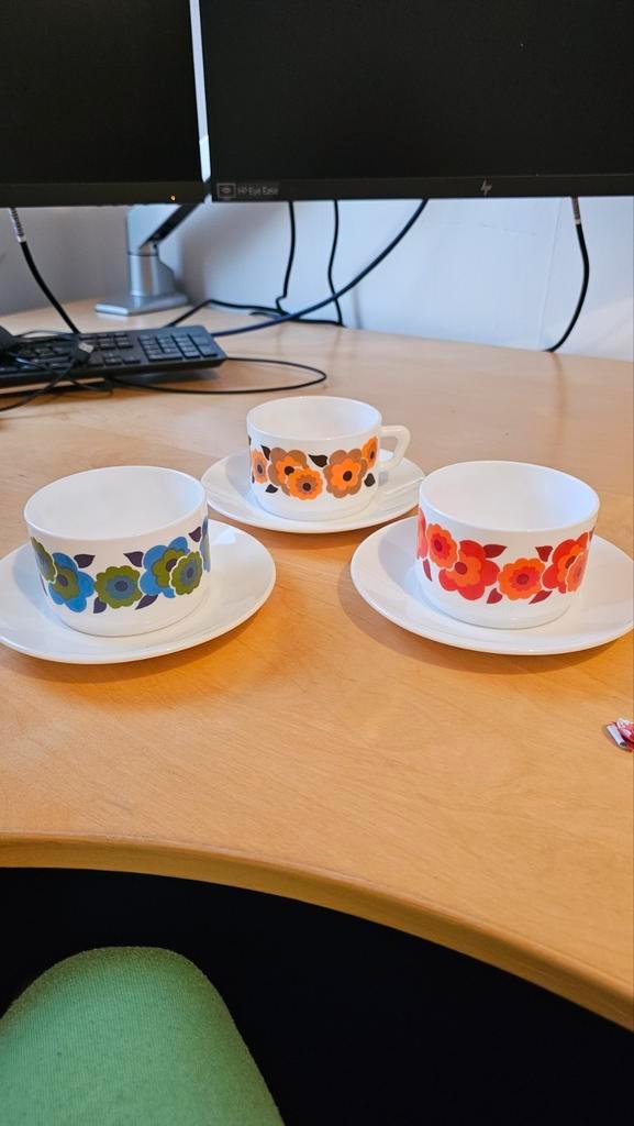 Vintage Kopjes en Schotels acropal lotus, Huis en Inrichting, Keuken | Servies, Gebruikt, Kop(pen) en/of Schotel(s), Overige stijlen