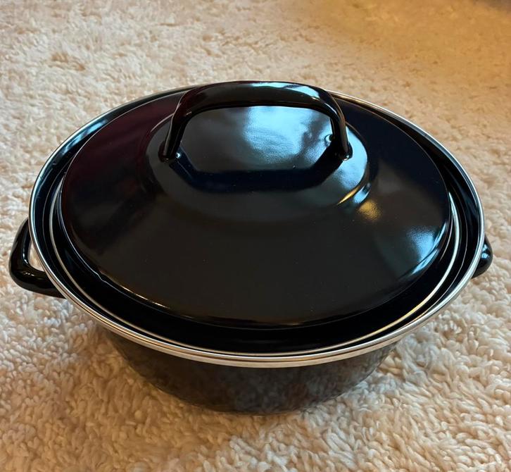 Emaille braad-/frituurpan, Huis en Inrichting, Keuken | Potten en Pannen, Zo goed als nieuw, Koekenpan of Braadpan, Overige materialen