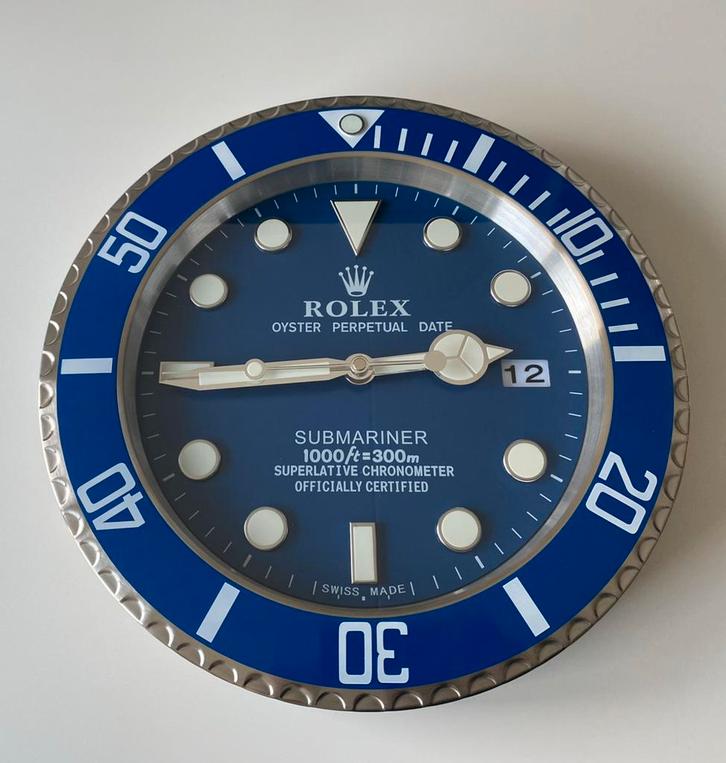 Rolex Submariner Smurf - Wandklok - Nieuw!, Huis en Inrichting, Woonaccessoires | Klokken, Nieuw, Wandklok, Analoog, Verzenden
