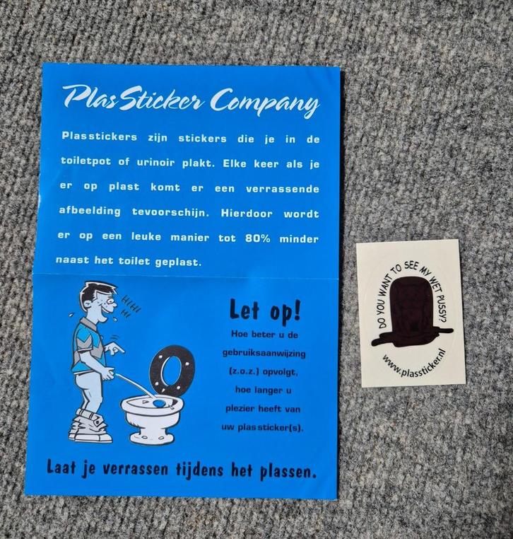 Plas sticker  / toilet sticker, Verzamelen, Stickers, Zo goed als nieuw, Overige typen, Ophalen of Verzenden
