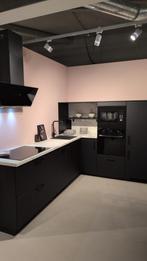 Showroommodel hoekkeuken Grafietzwart ultramat, Ophalen, Zwart, Nieuw, Dubbelwandige keuken