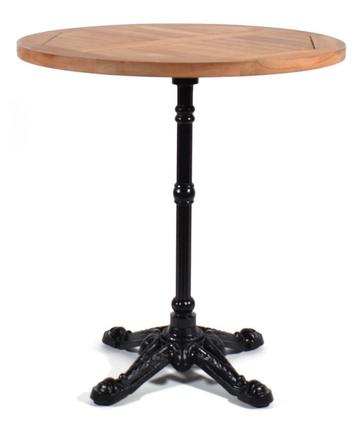 Teakhouten terrastafel rond 70 cm gietijzer onderstel beschikbaar voor biedingen