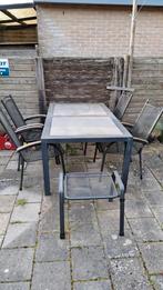 Tuinset met 6 stoelen en voetenbankje!, Gebruikt, Ophalen of Verzenden