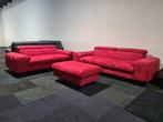 Nieuwe trendy 3+2 zits met hocker rood luxe microvezelstof, Ophalen of Verzenden, Nieuw