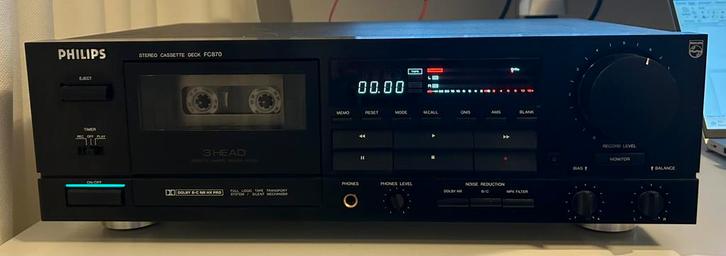 Philips FC-870 Cassettedeck - Topklasse!, Audio, Tv en Foto, Cassettedecks, Enkel, Philips, Tiptoetsen, Ophalen of Verzenden