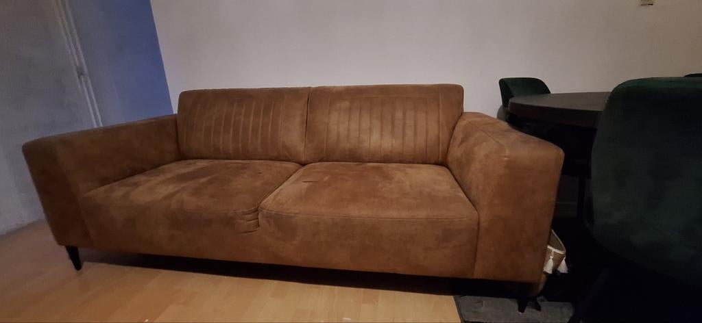 GRATIS bruine leren bank, Ophalen of Verzenden, Gebruikt, 75 tot 100 cm